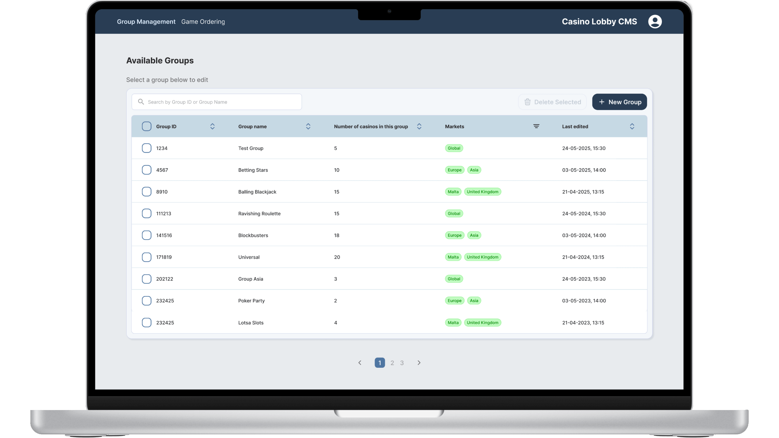 Casino Lobby CMS preview