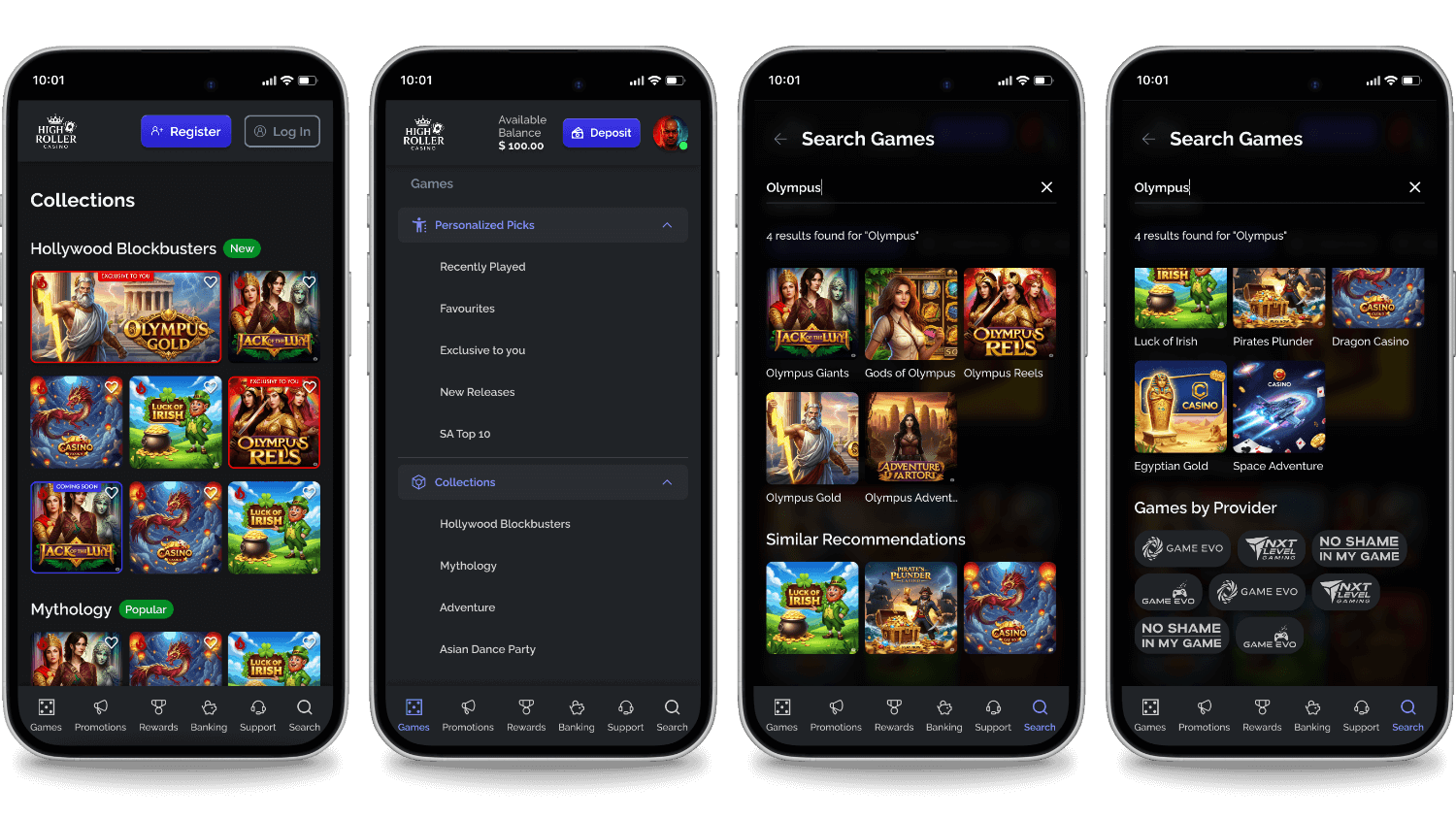 Mobile Casino Lobby Features